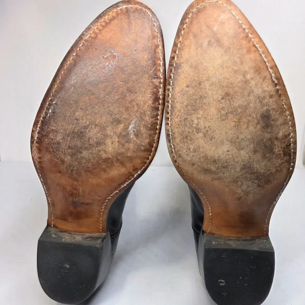 Laredo Mens Black And Burgundy Leather Cowboy Boots Size US 9.5 D